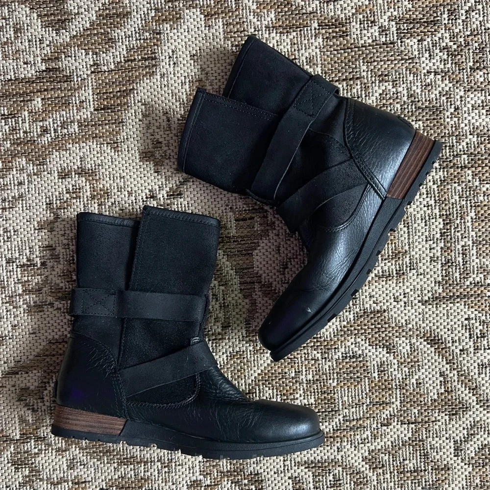 Sorel Major Moto Boots, Black Leather, Women's 7.5 - Picture 2 of 7